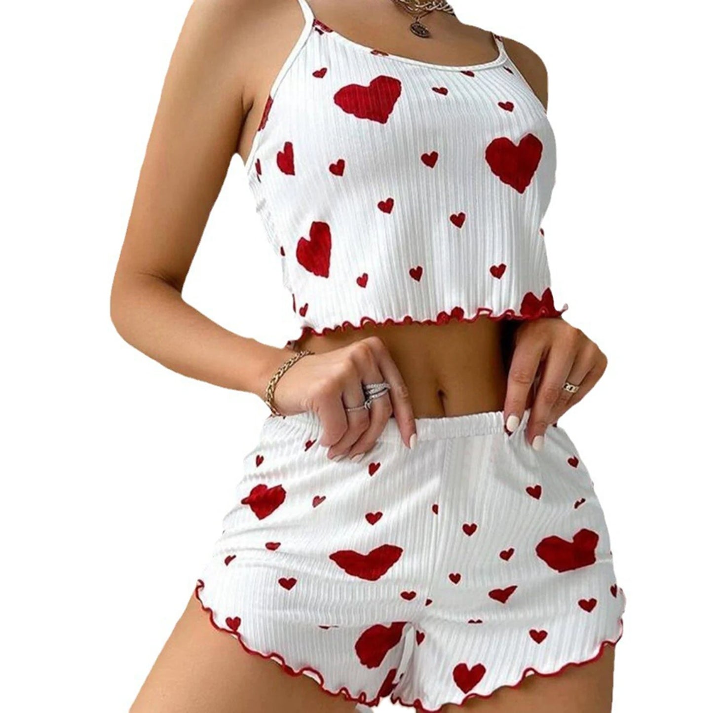 Love Print Pajama Set 2 Piece - Tank and Shorts