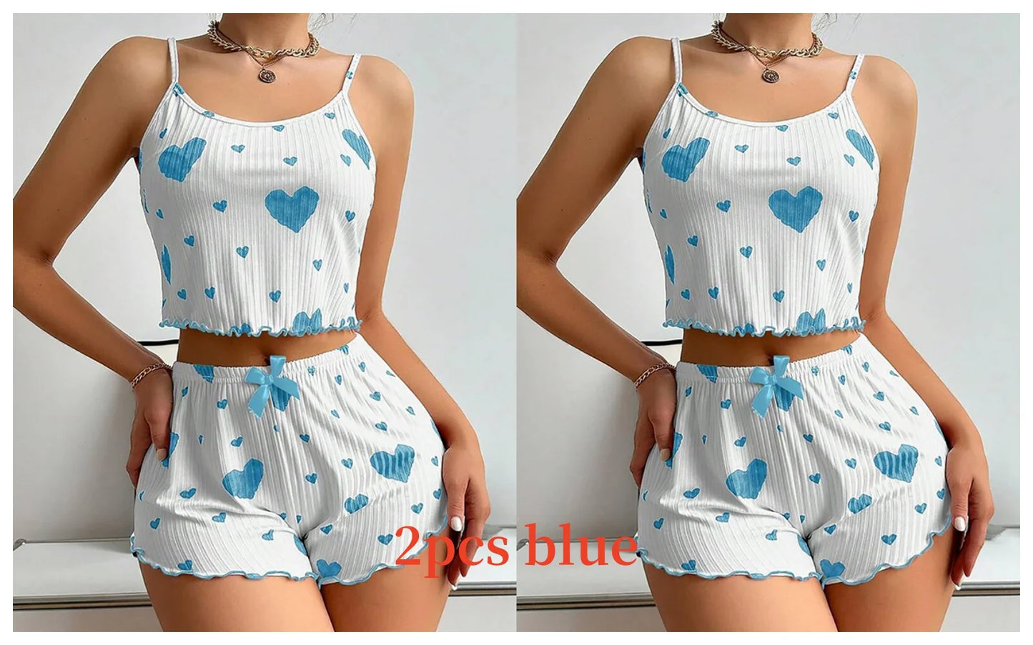 Love Print Pajama Set 2 Piece - Tank and Shorts