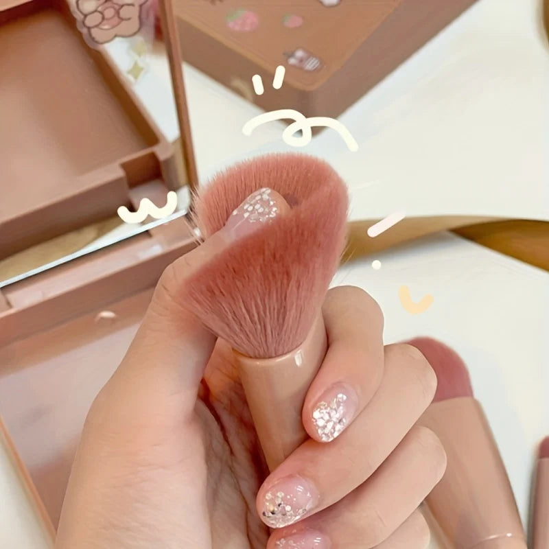 5-Piece Mini Travel Makeup Brush Set with Mirror