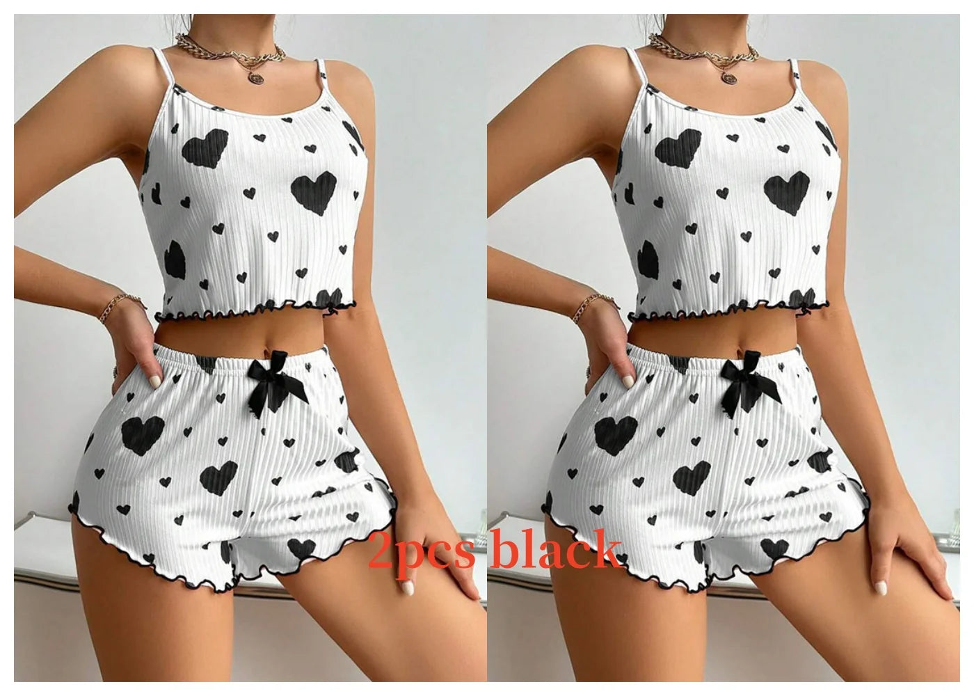 Love Print Pajama Set 2 Piece - Tank and Shorts