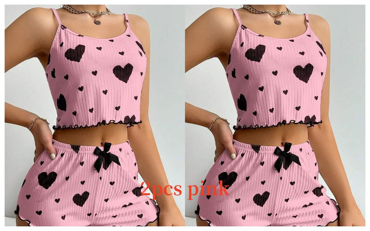 Love Print Pajama Set 2 Piece - Tank and Shorts