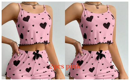 Love Print Pajama Set 2 Piece - Tank and Shorts