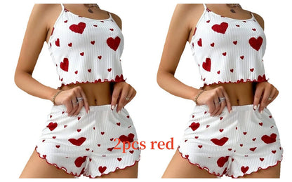 Love Print Pajama Set 2 Piece - Tank and Shorts