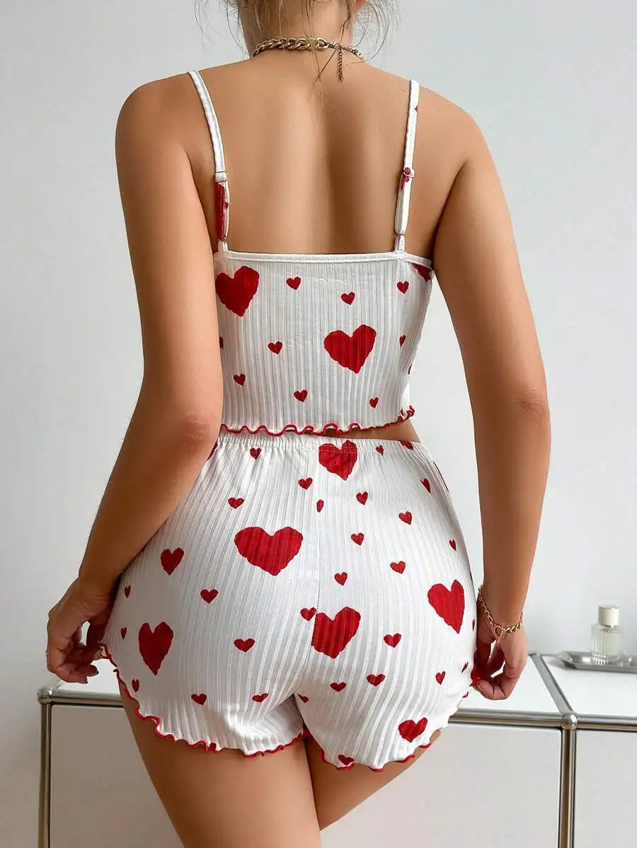 Love Print Pajama Set 2 Piece - Tank and Shorts