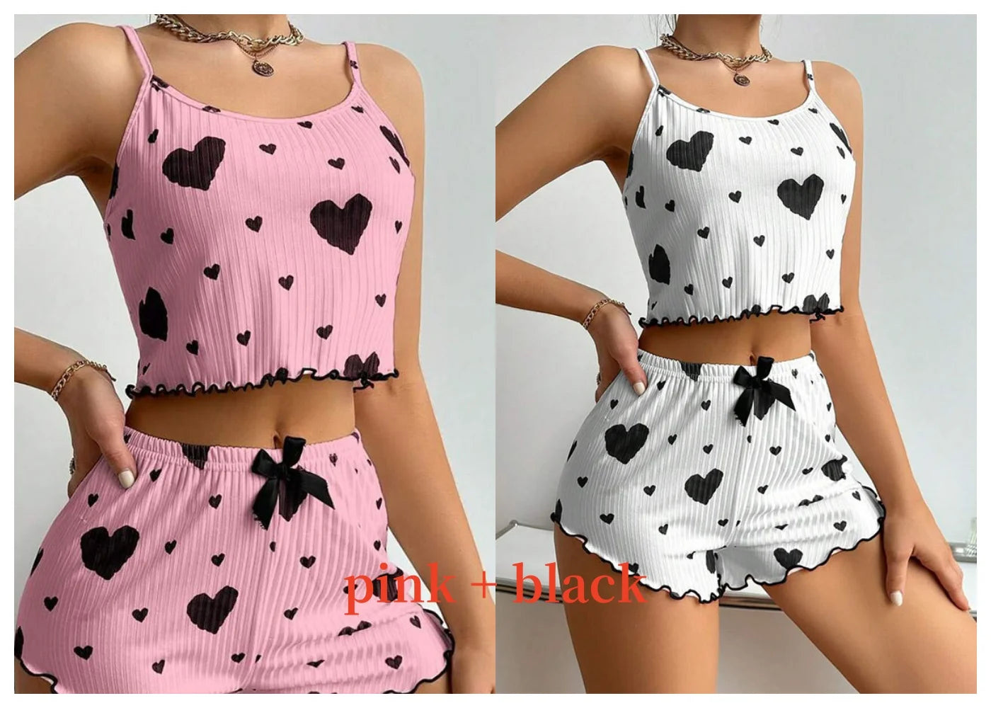 Love Print Pajama Set 2 Piece - Tank and Shorts