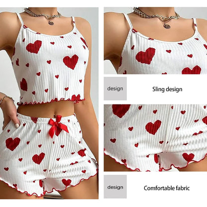Love Print Pajama Set 2 Piece - Tank and Shorts