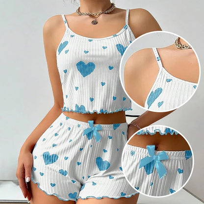Love Print Pajama Set 2 Piece - Tank and Shorts