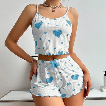 Love Print Pajama Set 2 Piece - Tank and Shorts