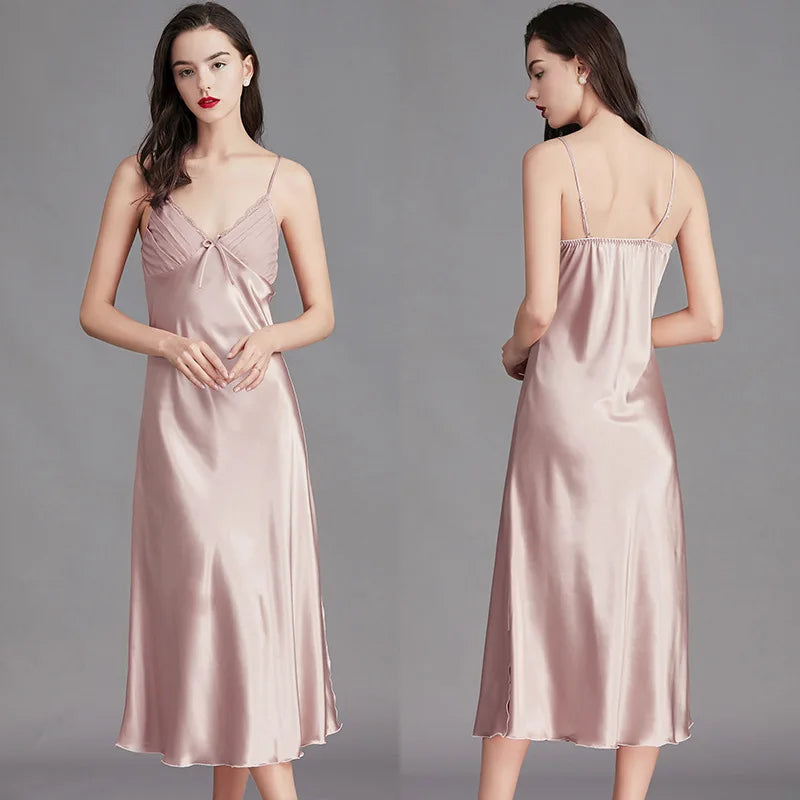 Satin Maxi Nightgown Sleepwear Dress