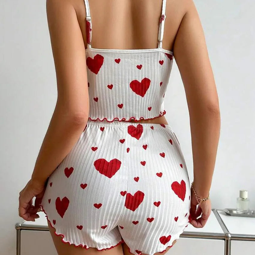 Love Print Pajama Set 2 Piece - Tank and Shorts