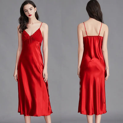 Satin Maxi Nightgown Sleepwear Dress