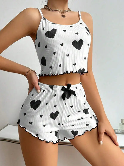 Love Print Pajama Set 2 Piece - Tank and Shorts