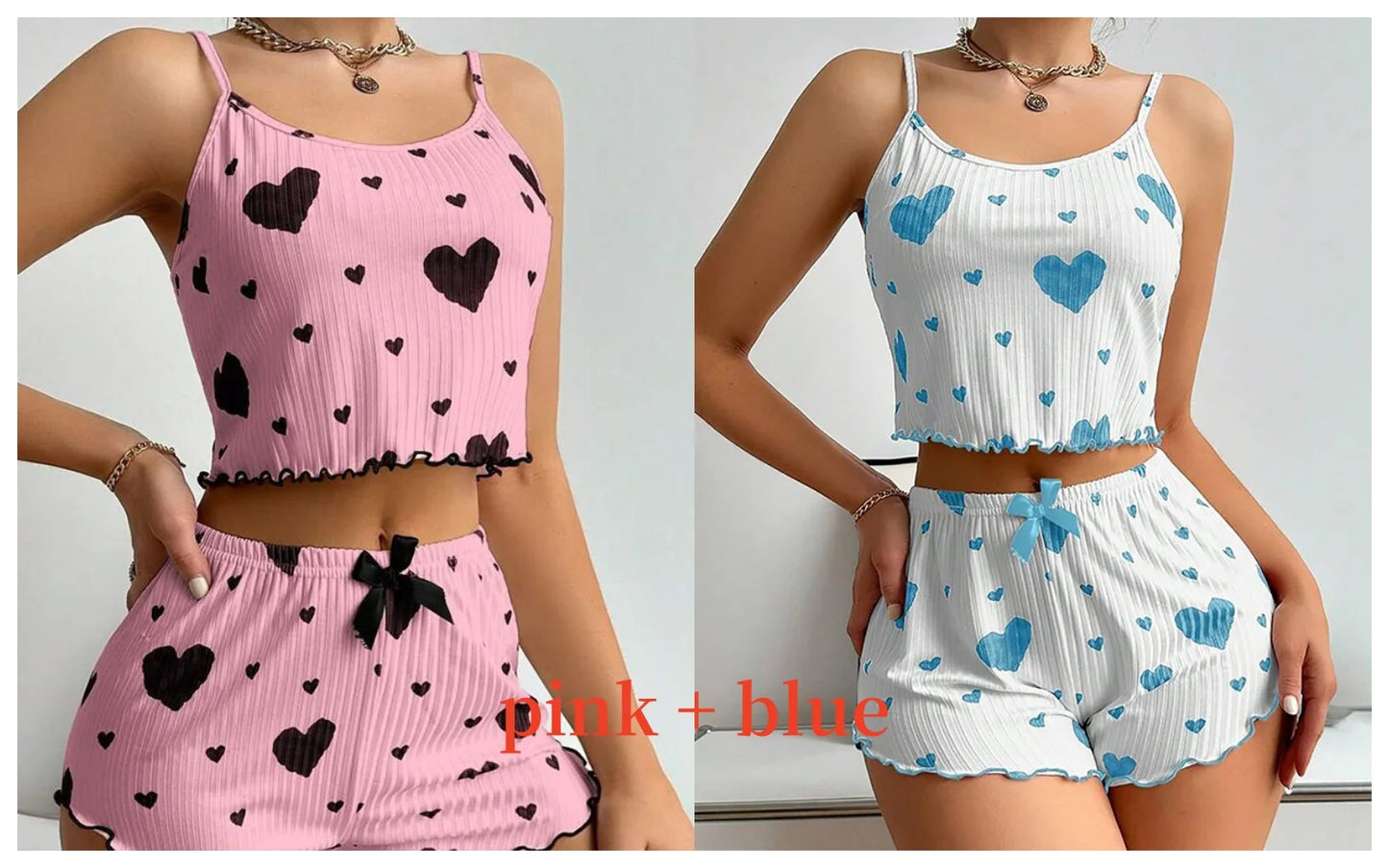 Love Print Pajama Set 2 Piece - Tank and Shorts