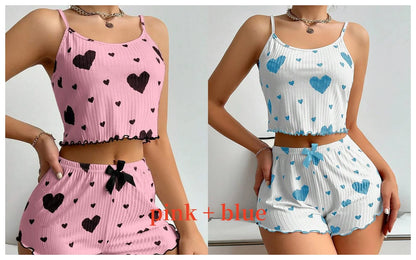 Love Print Pajama Set 2 Piece - Tank and Shorts
