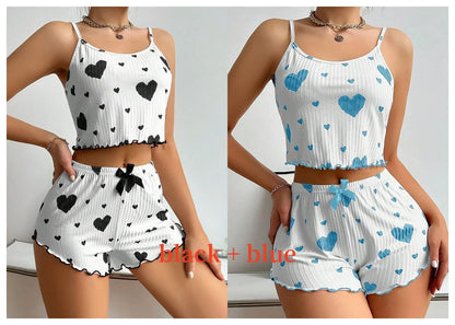 Love Print Pajama Set 2 Piece - Tank and Shorts