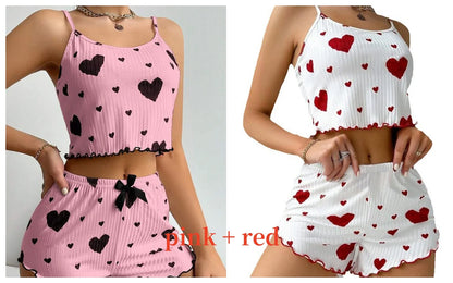 Love Print Pajama Set 2 Piece - Tank and Shorts