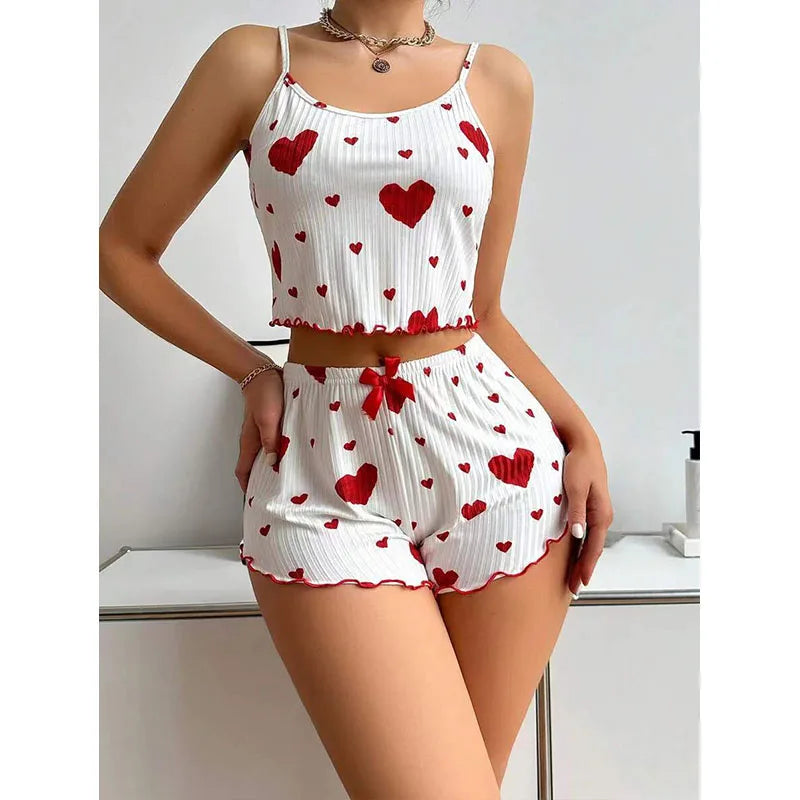 Love Print Pajama Set 2 Piece - Tank and Shorts