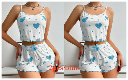 Love Print Pajama Set 2 Piece - Tank and Shorts