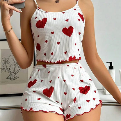 Love Print Pajama Set 2 Piece - Tank and Shorts