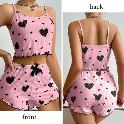 Love Print Pajama Set 2 Piece - Tank and Shorts