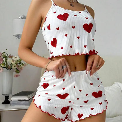 Love Print Pajama Set 2 Piece - Tank and Shorts