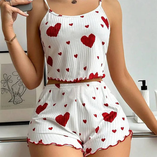 Love Print Pajama Set 2 Piece - Tank and Shorts