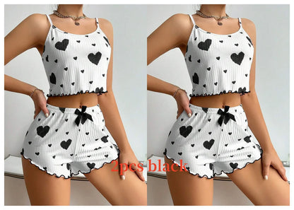 Love Print Pajama Set 2 Piece - Tank and Shorts
