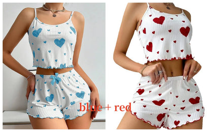 Love Print Pajama Set 2 Piece - Tank and Shorts